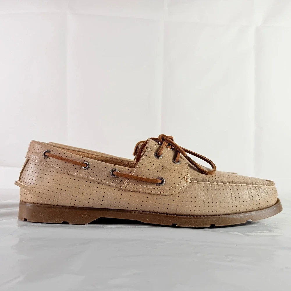 Sperry Top-Sider Ward 2-Eye Perforated Men's Boat Shoes Off-White Size 12W New